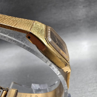 Seiko Watch Women 17mm Brown Dial Gold Tone Rectangle 2C20-5789 New Battery JP343