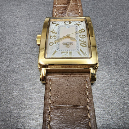 Gevril Avenue Of Americas Watch Women 26mm MOP Dial Gold Tone Date Rectangle5