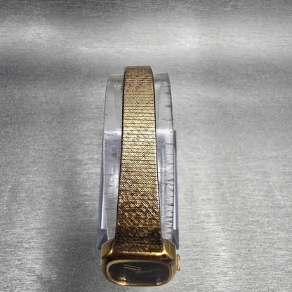 Seiko Watch Women 17mm Black Dial Gold Tone Rectangle 1400-8149 New Battery JP234