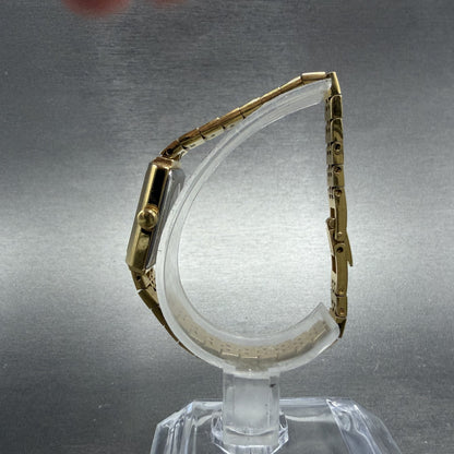 Citizen CQ Watch Women 17mm Champagne Dial Gold Tone Rectangle 3220 New Batt 5646