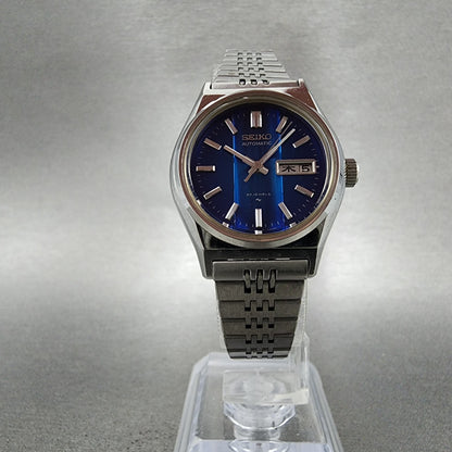 Seiko Automatic Watch Women 27mm Blue Dial Silver Tone Daydate Round READ!!!!5