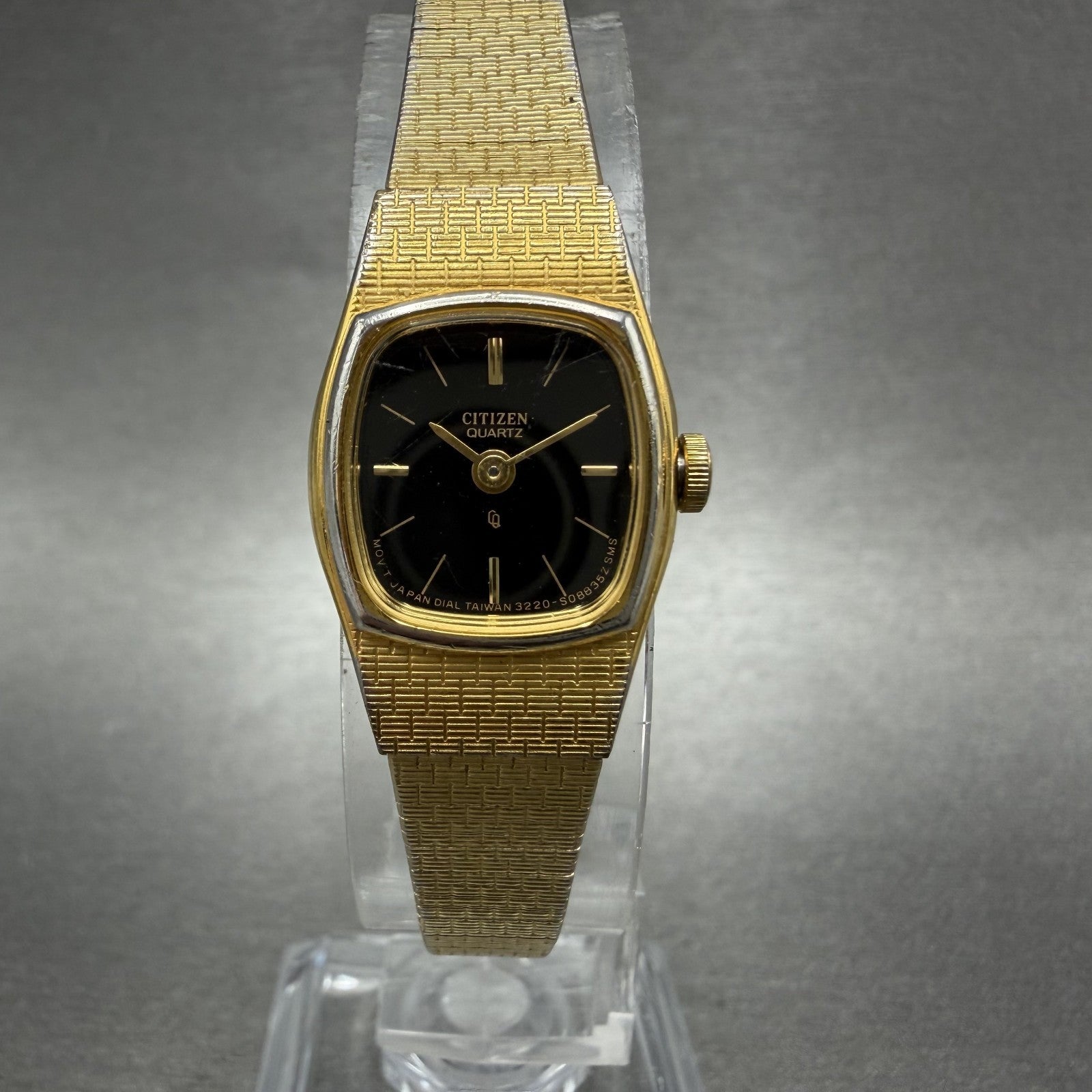 Citizen CQ Watch Women 16mm Black Dial Gold Tone 3220899849 New Battery0
