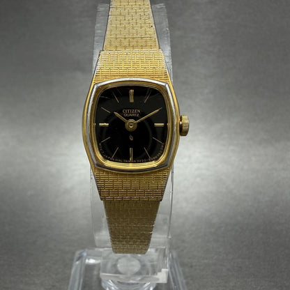 Citizen CQ Watch Women 16mm Black Dial Gold Tone 3220899849 New Battery0