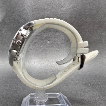 Fossil Chronograph Watch Women 39mm White Dial Silver Tone Date ES4024 New Batt6
