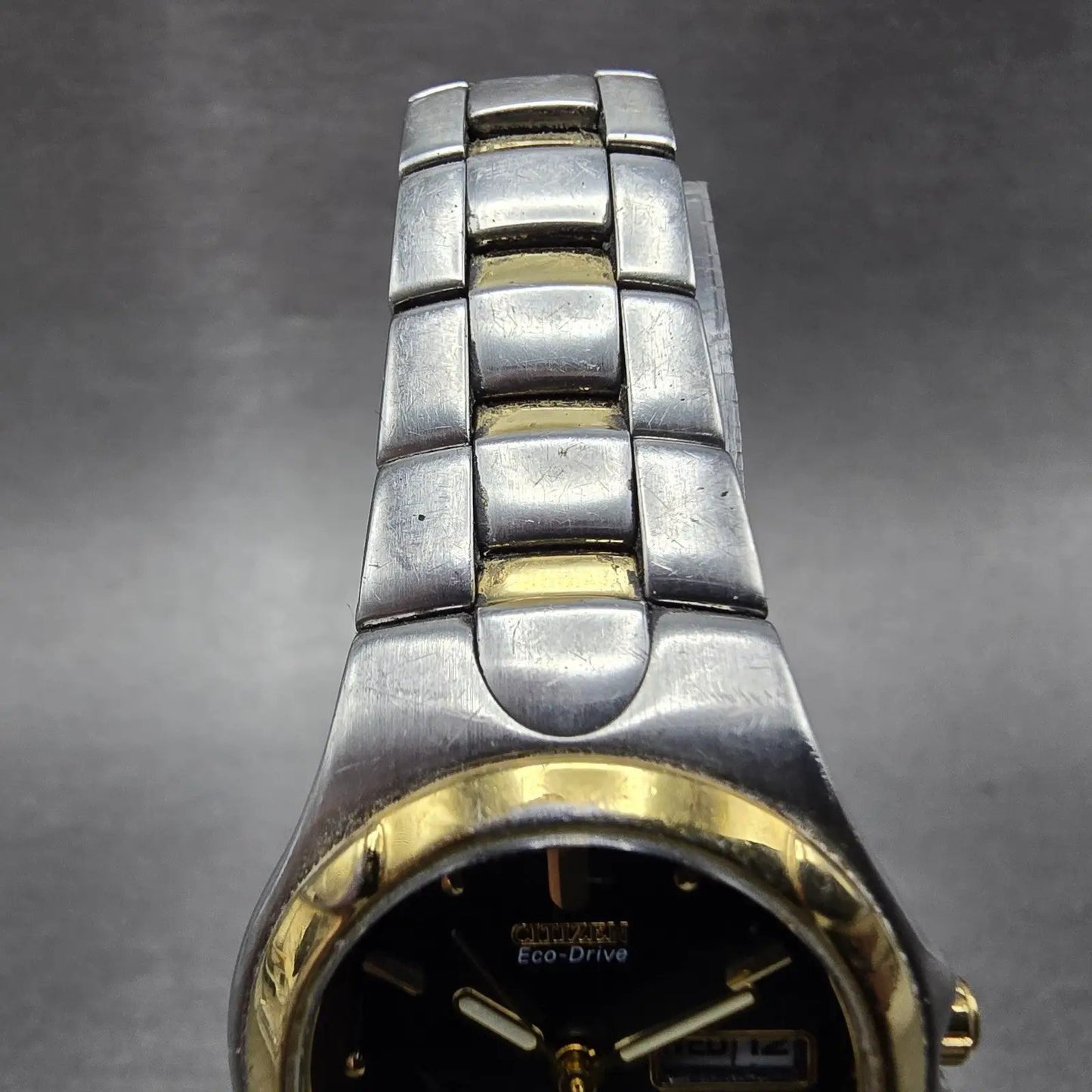 Citizen Eco-Drive Watch Women 25mm Black Dial Two Tone Daydate E001-K17578 Runs4