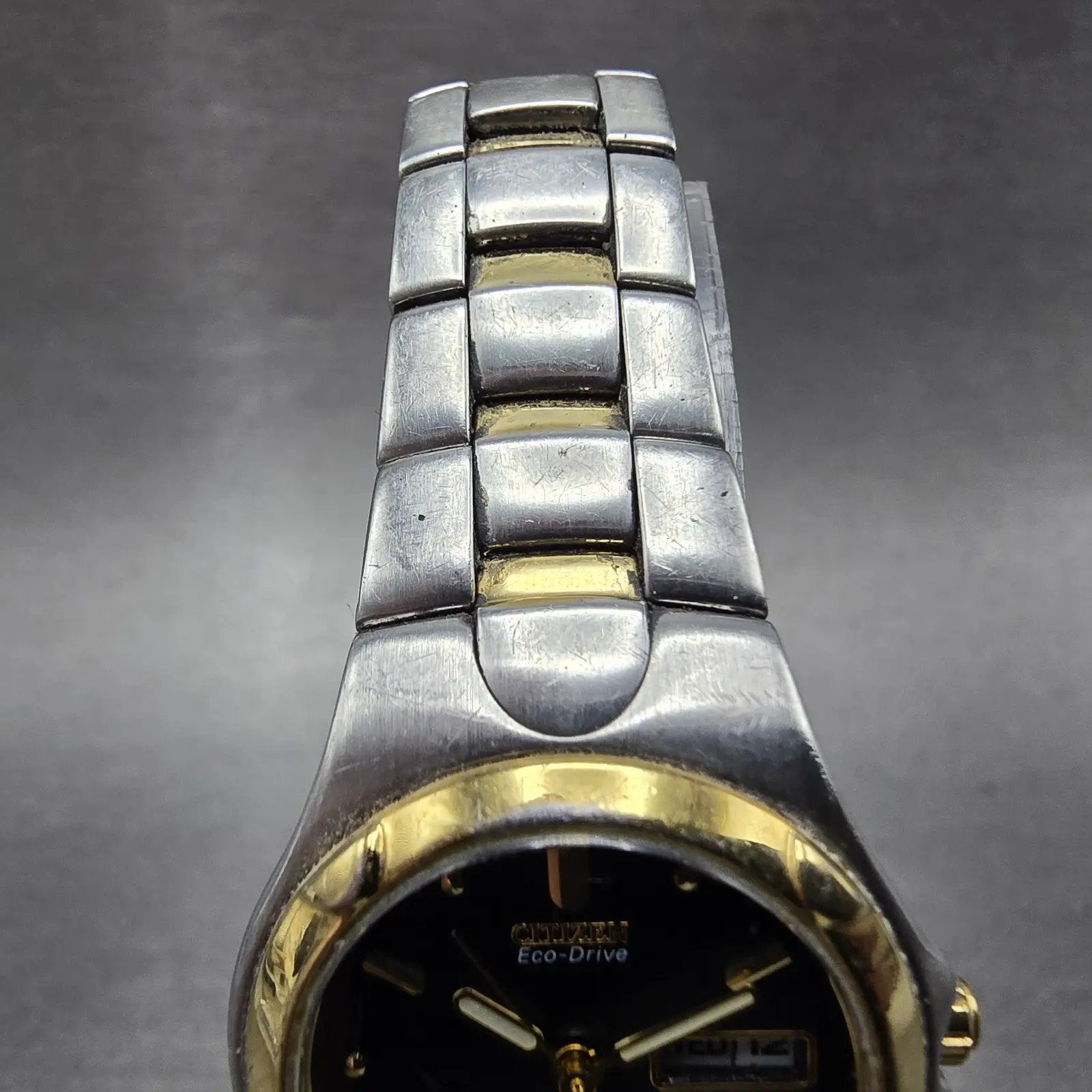 Citizen Eco-Drive Watch Women 25mm Black Dial Two Tone Daydate E001-K17578 Runs4