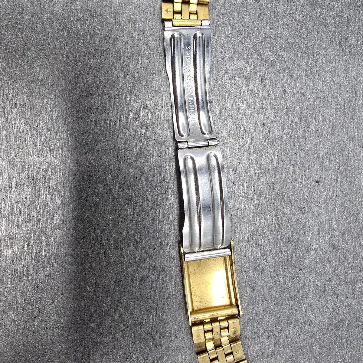 Seiko President Bracelet Stainless Steel Gold Tone Tri Folding Clasp VTG13