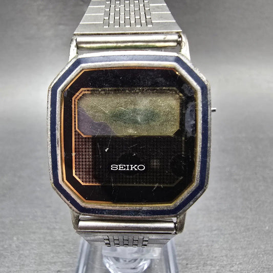 Seiko Watch Men 30mm Silver Digital F441-4010 Octagon PARTS Vintage0