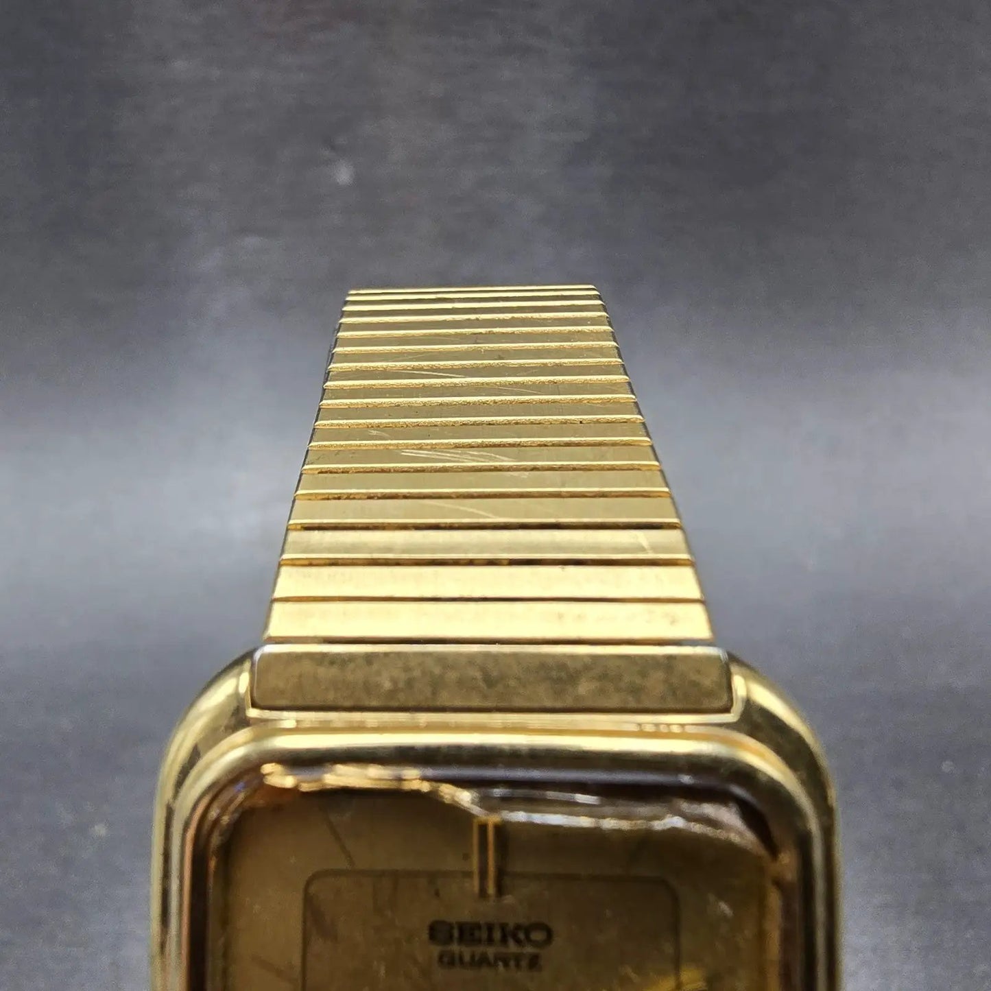 Seiko Tank Watch Men 25mm Champagne Dial Gold Tone Rectangle 6530-5479 PARTS VTG5