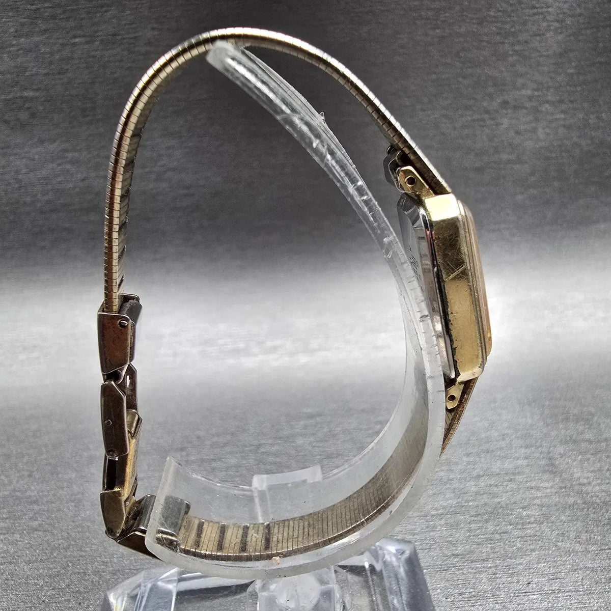 Seiko Watch Women 13mm Gold Dial Gold Tone Rectangle 1320-5779 New Battery JP8