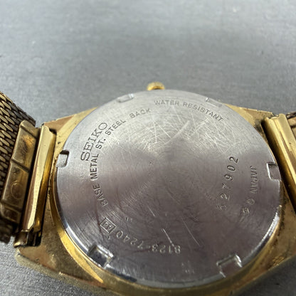 Seiko SQ Watch Men 34mm Champagne Dial Gold Tone Daydate 8123-7240 New Battery9