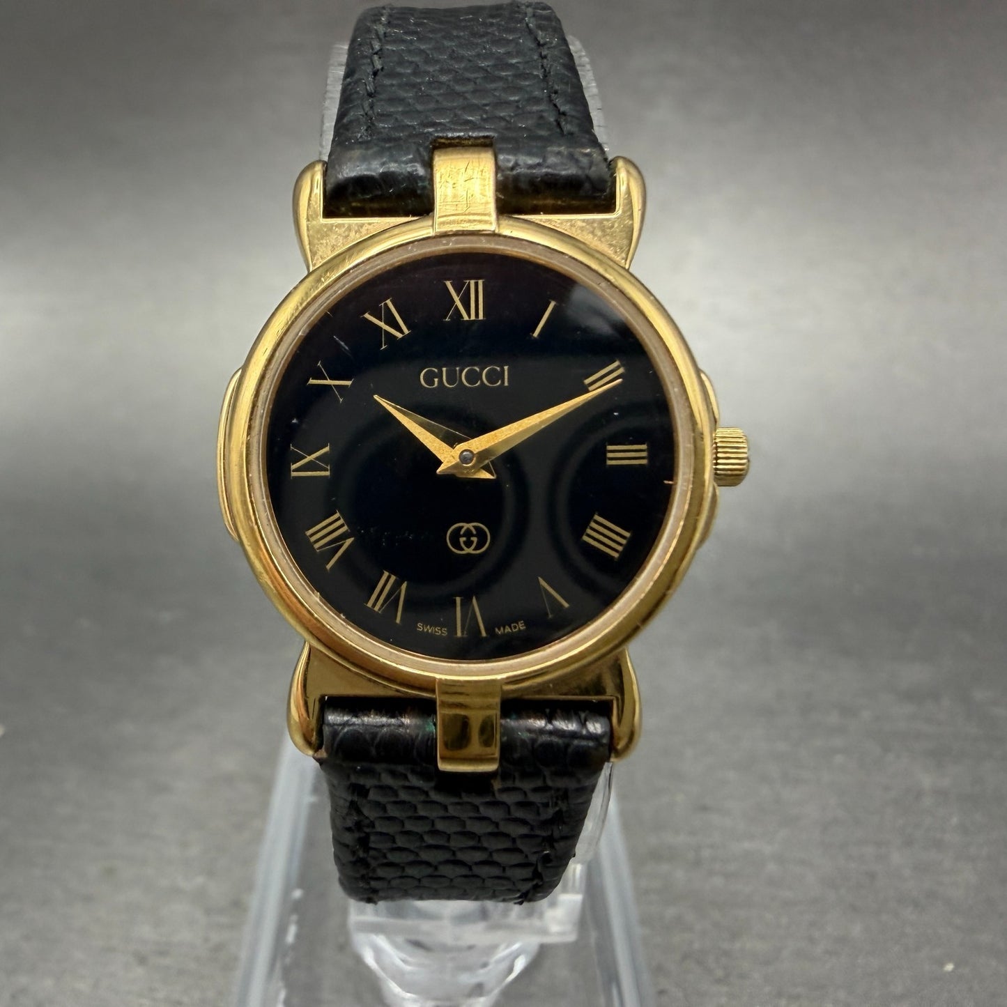 Gucci 3400L Watch Women 22mm Black Dial Gold Plated Round READ!!! PARTS0
