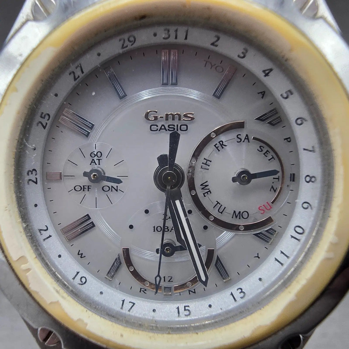 Casio Baby-G Watch Women 39mm White Dial Steel Daydate MSG-5000 Round Works1