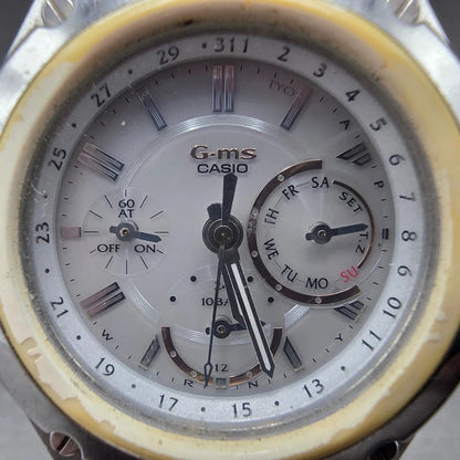 Casio Baby-G Watch Women 39mm White Dial Steel Daydate MSG-5000 Round Works1