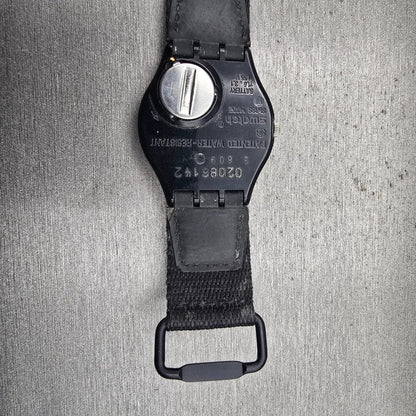 Swatch Access DOUBLE LOOP Watch Men Purple Dial Black Tone SKB100 New Battery11
