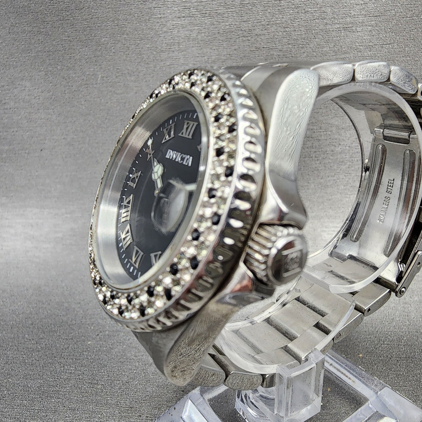 Invicta Angel Watch Women 41mm Black Dial Steel Date Round 21610 New Battery2