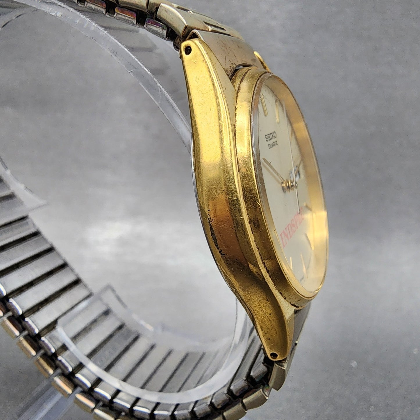 Seiko Watch Men 34mm Champagne Dial Gold Tone Daydate Round New Battery B4563