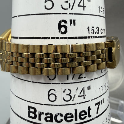 Seiko Watch Women 25mm Gold Dial Gold Tone Daydate Round 7N830041 New Battery10