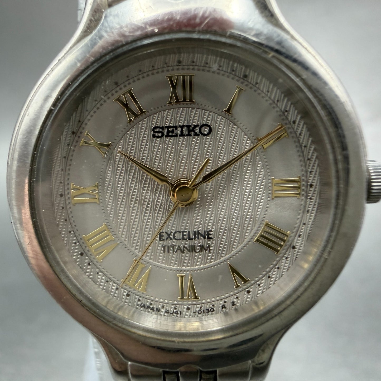 Seiko Exceline Watch Women 24mm Silver Dial Titanium Round 4J41-0070 New Battery1