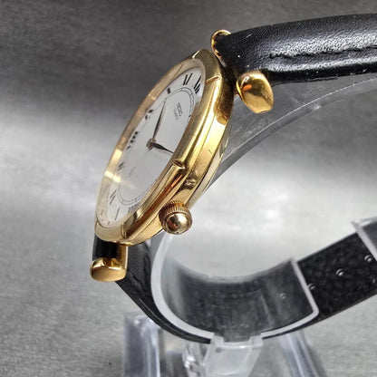 Seiko Watch Men 31mm White Dial Gold Tone Round 43-0170 New Battery Vintage2