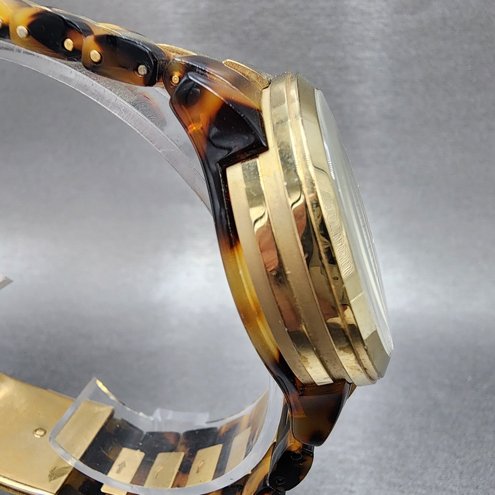 Michael Kors Watch Women 38mm Gold Dial Gold Tone Torties Daydate New Battery3