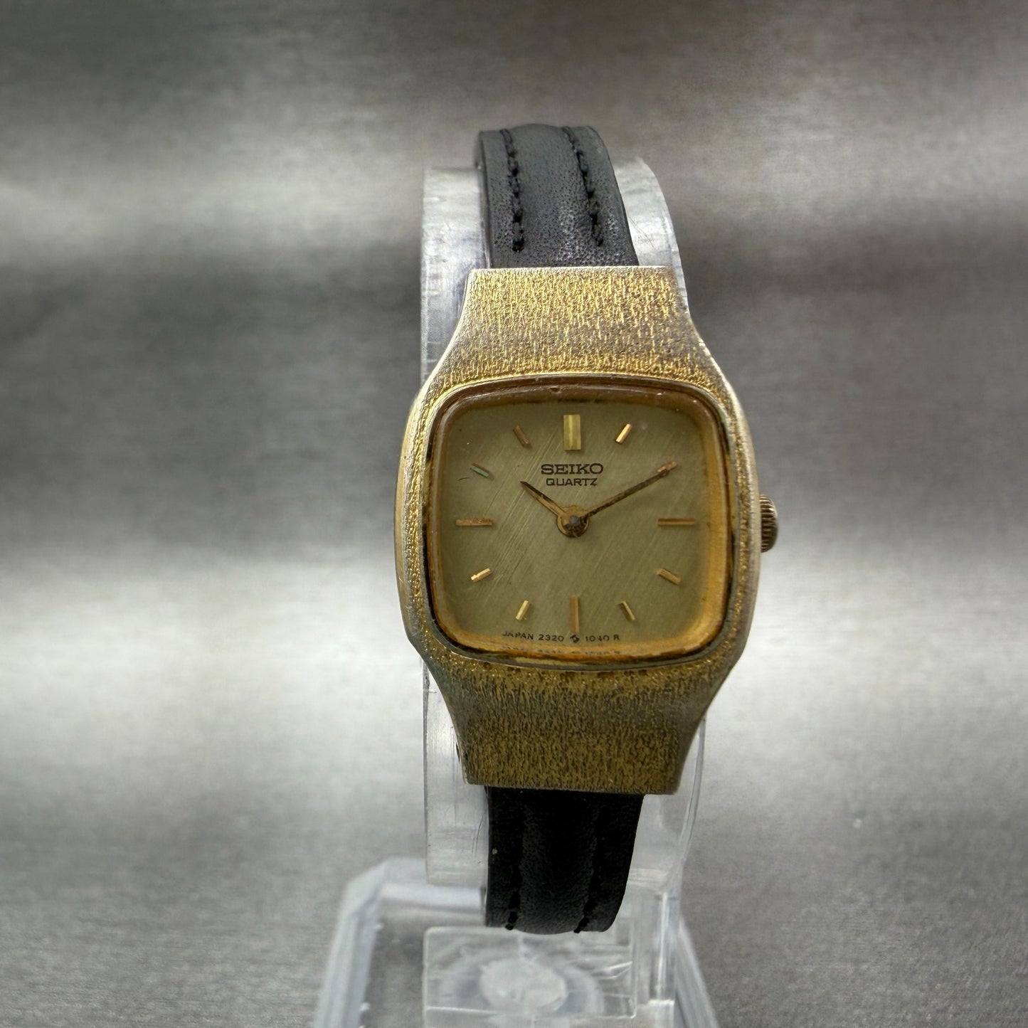 Seiko Watch Women 18mm Champagne Dial Gold Tone Rectangle 2320-5269 New Batt NJK5
