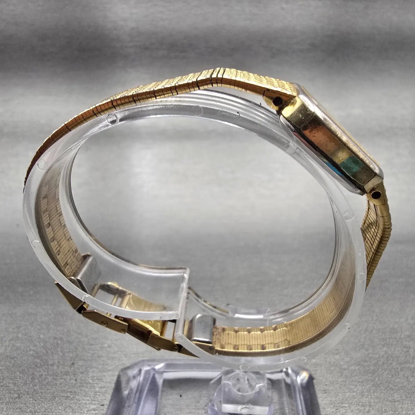Seiko Watch Women 19mm Champagne Dial Gold Tone Rectangle 5421-5060 New Battery8