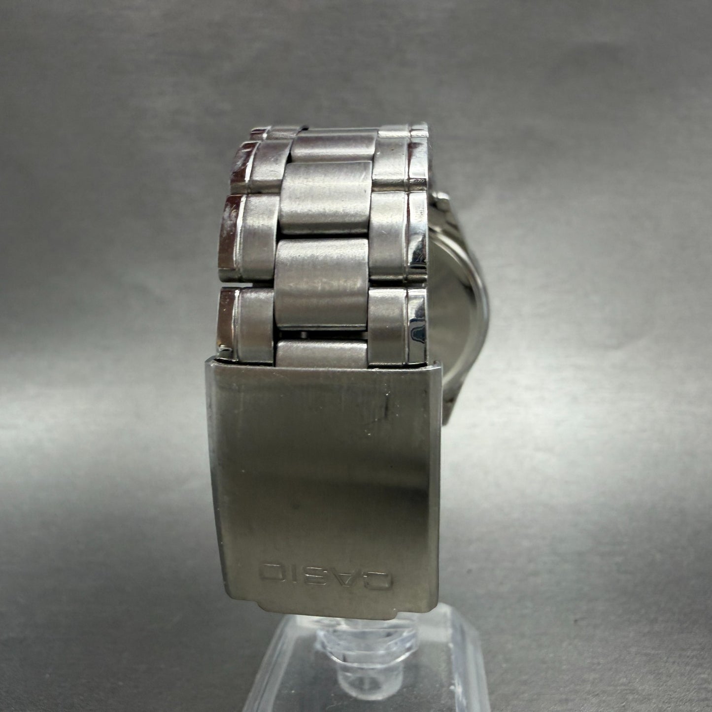 Casio Watch Men 37mm Black Dial Silver Tone Date Round MTP-1215 New Battery7