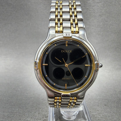 Seiko Dolce Watch Women 31mm Black Dial Two Tone Round 5e316000 New Battery0
