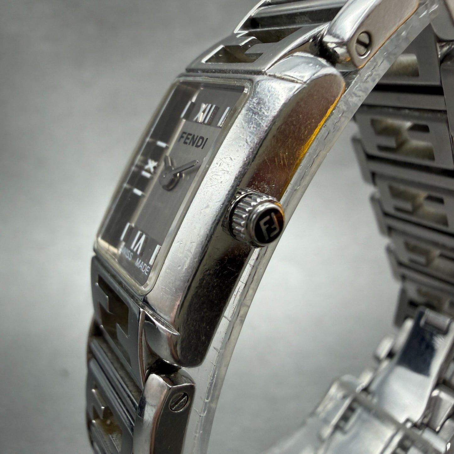 Fendi 1200L Tank Watch Women 16mm Silver Dial Steel Rectangle New Battery W/Box4