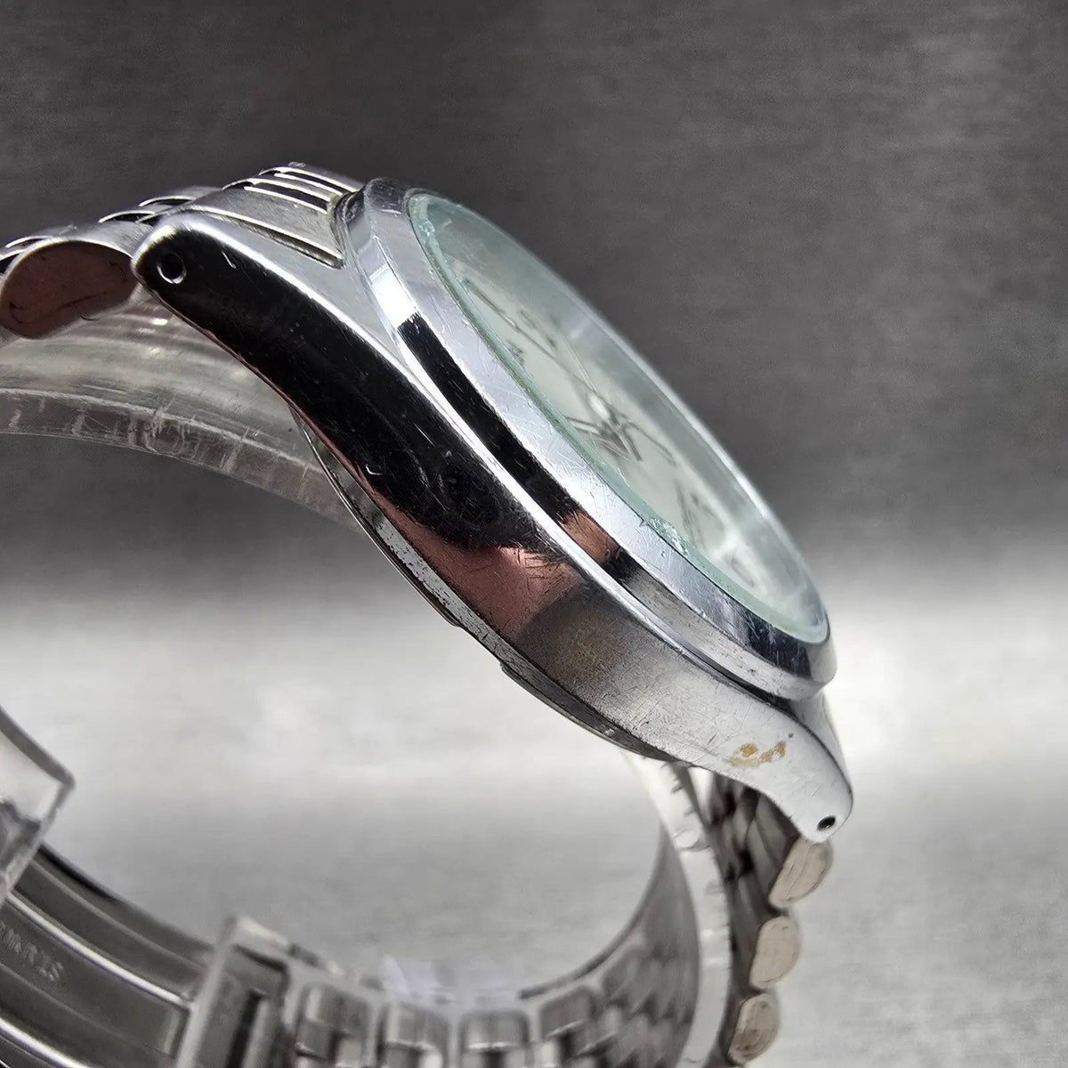 Seiko Alba Watch Men 34mm Silver Dial Silver Daydate Round V733-7A70 New Batt JP3