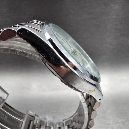 Seiko Alba Watch Men 34mm Silver Dial Silver Daydate Round V733-7A70 New Batt JP3