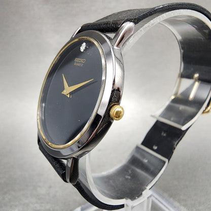 Seiko Watch Men 34mm Black Dial Black & Gold Tone Round 7n008a49 PARTS3