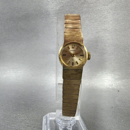 Seiko Watch Women 16mm Gold Dial Gold Tone Manual Round 110069 Runs VTG5