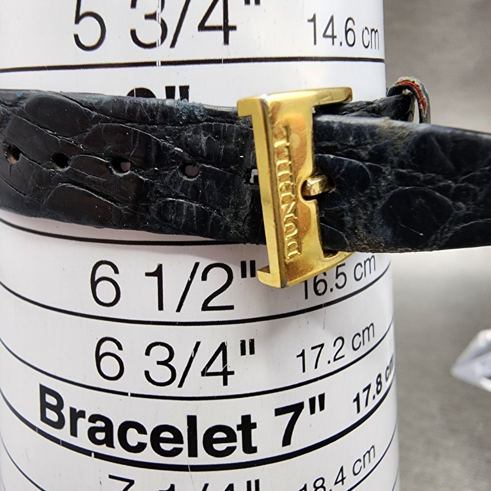 Dunhill Tank Watch Women Black Dial Gold Tone 9 17063 Rectangle Swiss made PARTS11