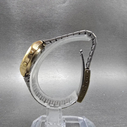 Casio Casiotron 86GL-22 Watch Women Gold Black 25mm Daydate Oval VTG PARTS7