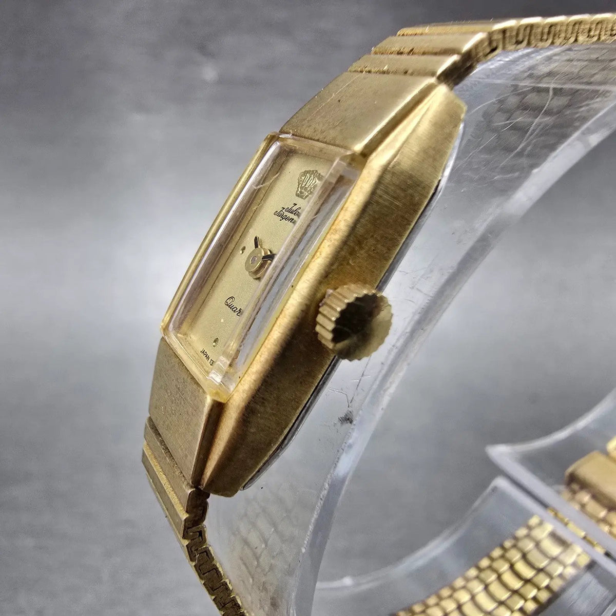 Jules Jurgensen Watch Women 11mm Gold Dial Gold Tone Rectangle New Battery VTG2