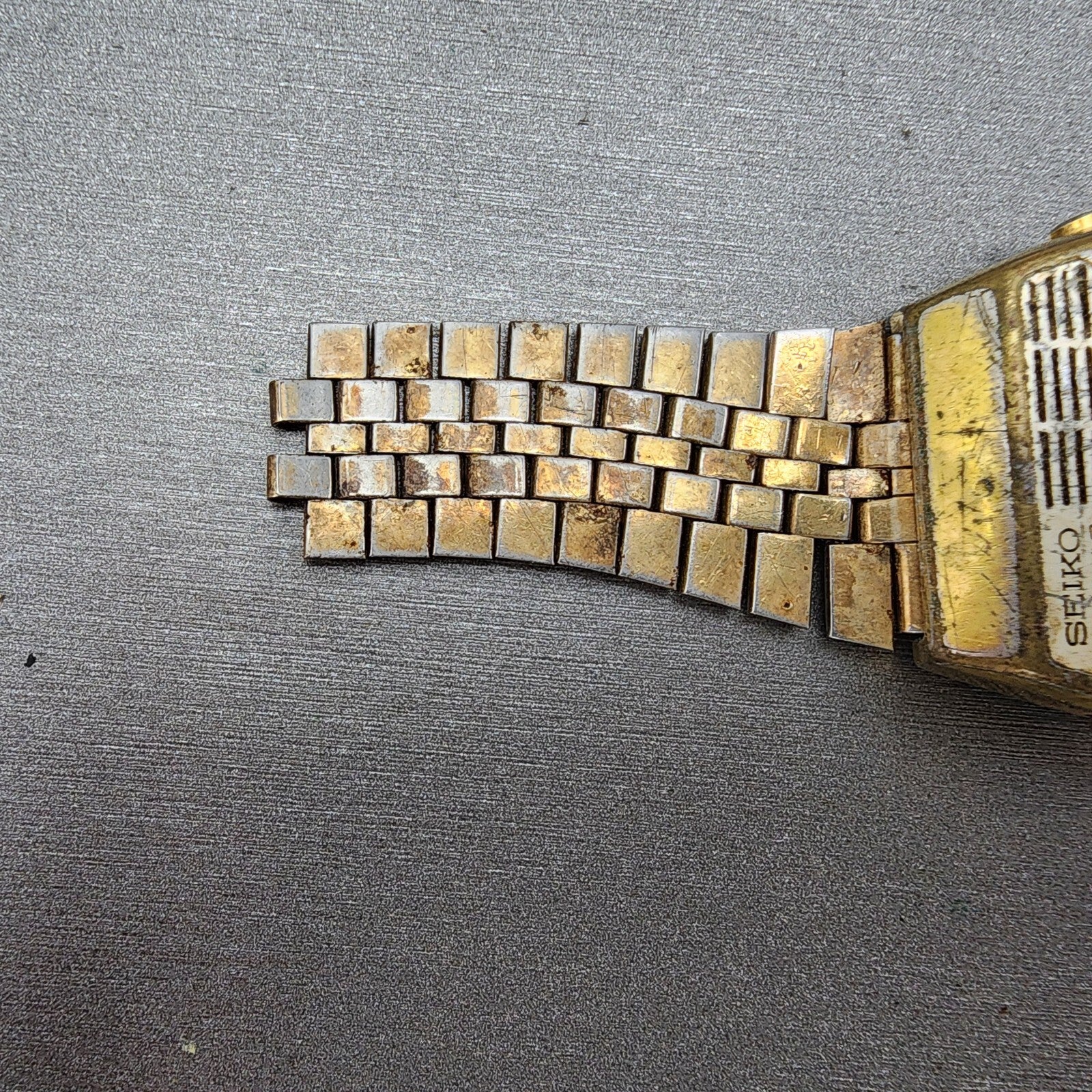 Seiko Digital Watch Men 33mm Gold Tone Alarm Chronograph A1594029 PARTS7