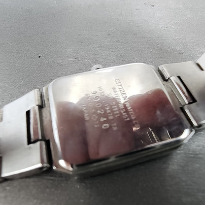 Citizen Wicca Tank Watch Women 21mm Pink Dial Silver Tone 1032L19478 NewBattery9