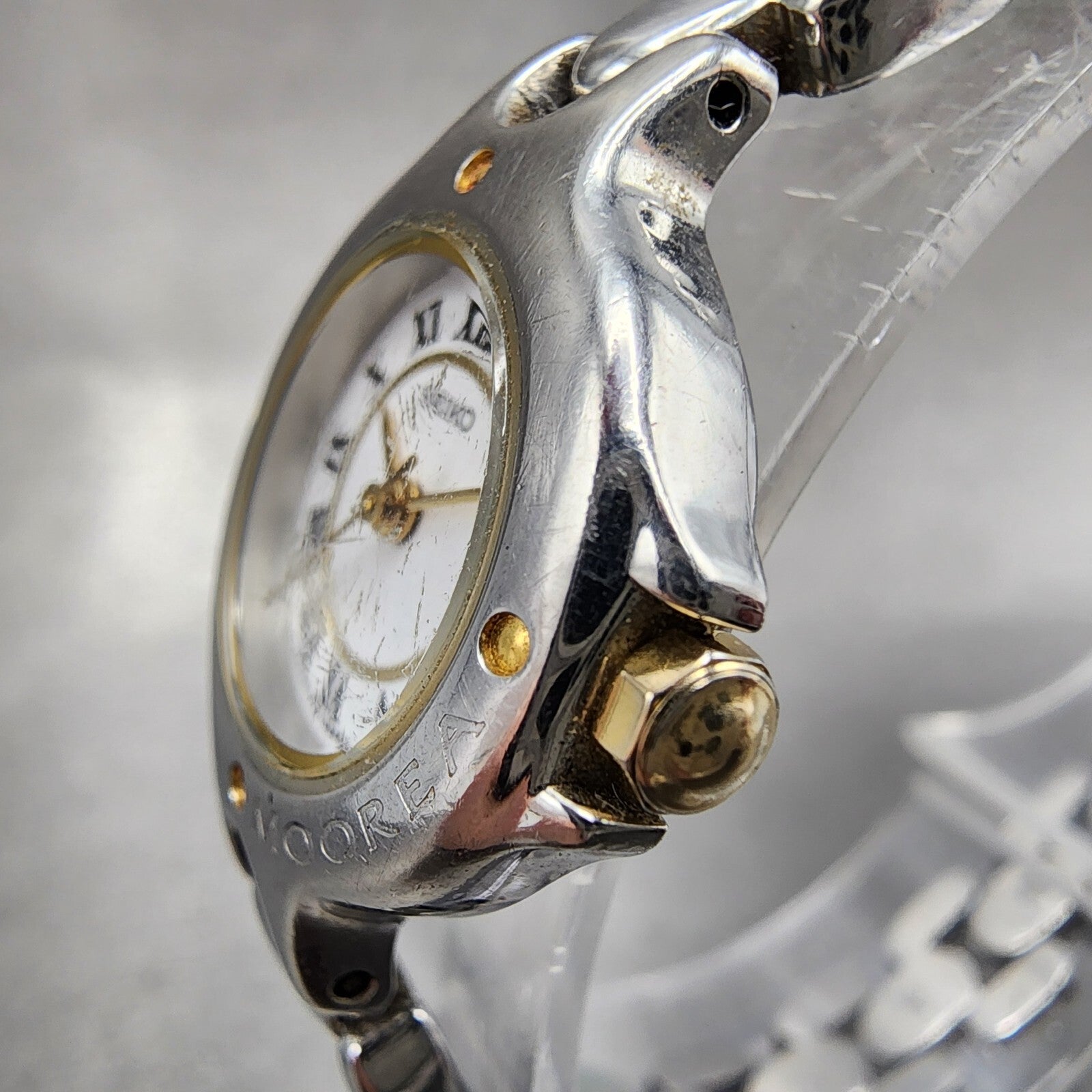 Seiko Watch Women 20mm White Dial Two Tone Round 1f210a50 New Battery2