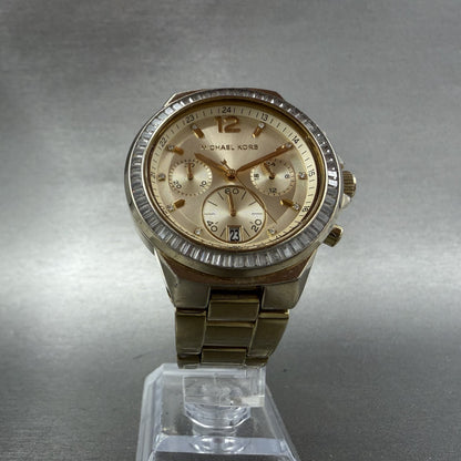 Michael kors Chronograph Watch Women 38mm Champagne Dial Gold Tone Date New Batt5