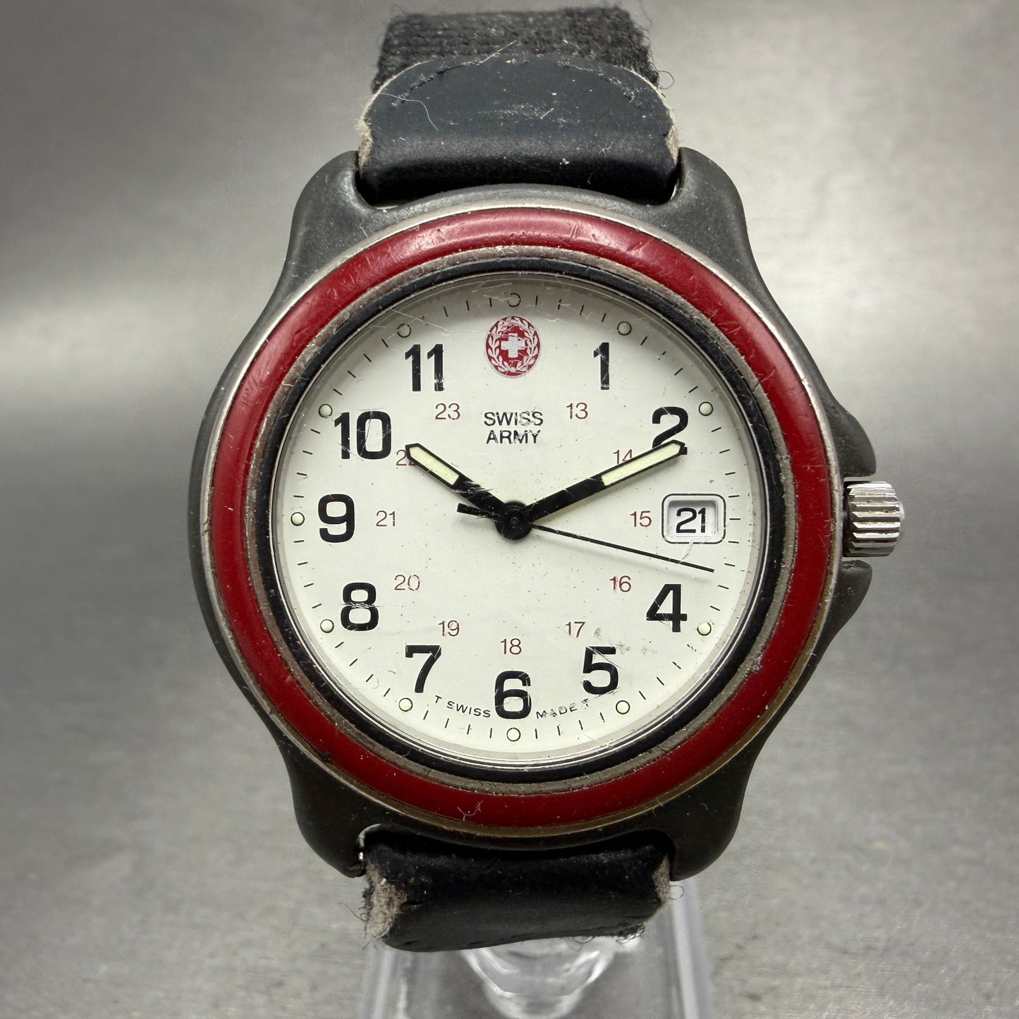 Victorinox Swiss Army Watch Men 39mm White Dial Black Tone Date Round PARTS ljk0