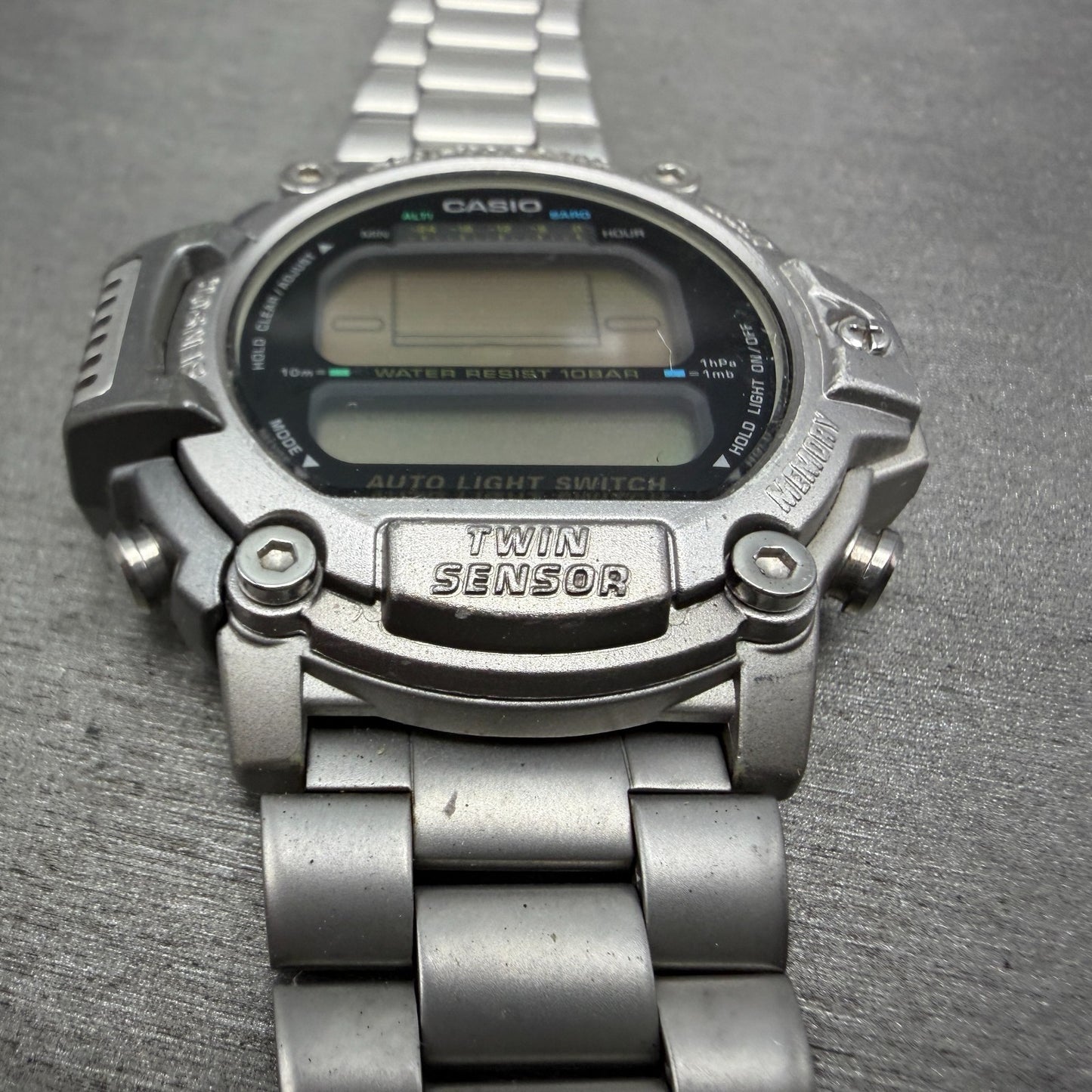 Casio ProTrek PRT-300 Watch Men 47mm Silver Digital Alit-Thermo PARTS3