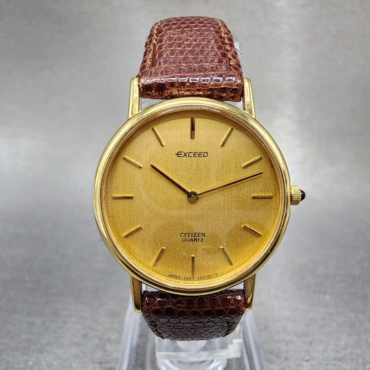 Citizen Exceed Watch Women 25mm Gold Dial Gold Tone Round 2200222911 New Batt0