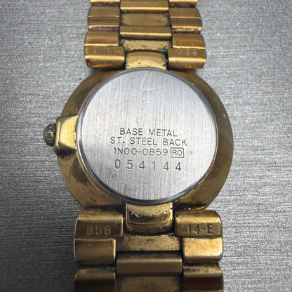 Seiko Watch Women 25mm Gold Dial Gold Tone Round 1N00-0B59 New Battery VTG9