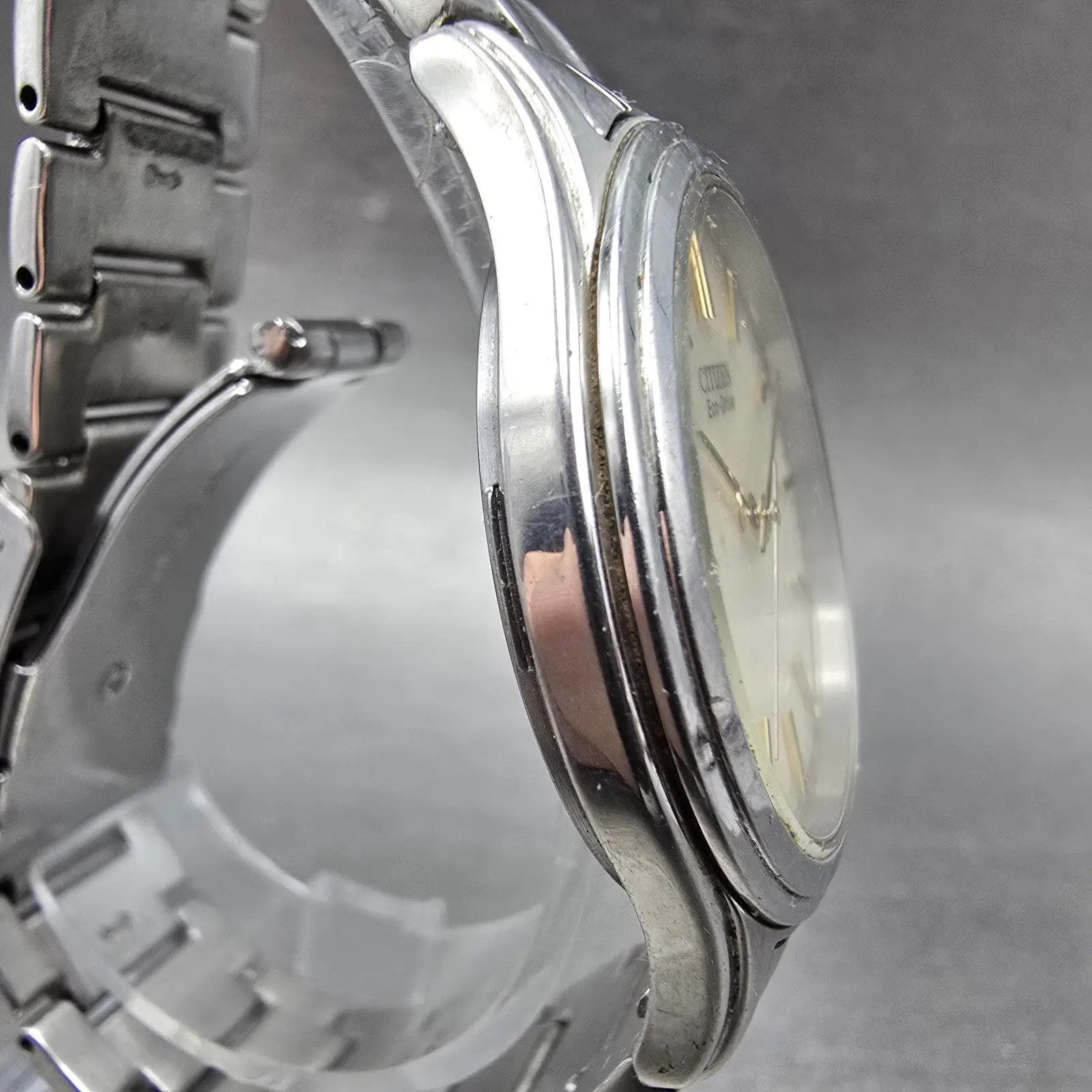 Citizen Eco-Drive Watch Men 35mm Cream Dial Silver Tone Round E031-S048419 Runs3