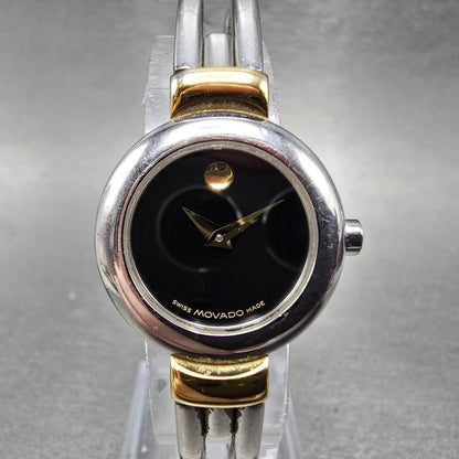 Movado Harmony Watch Women 23mm Black Dial Two Tone 97.A1.809.A New Battery LP0