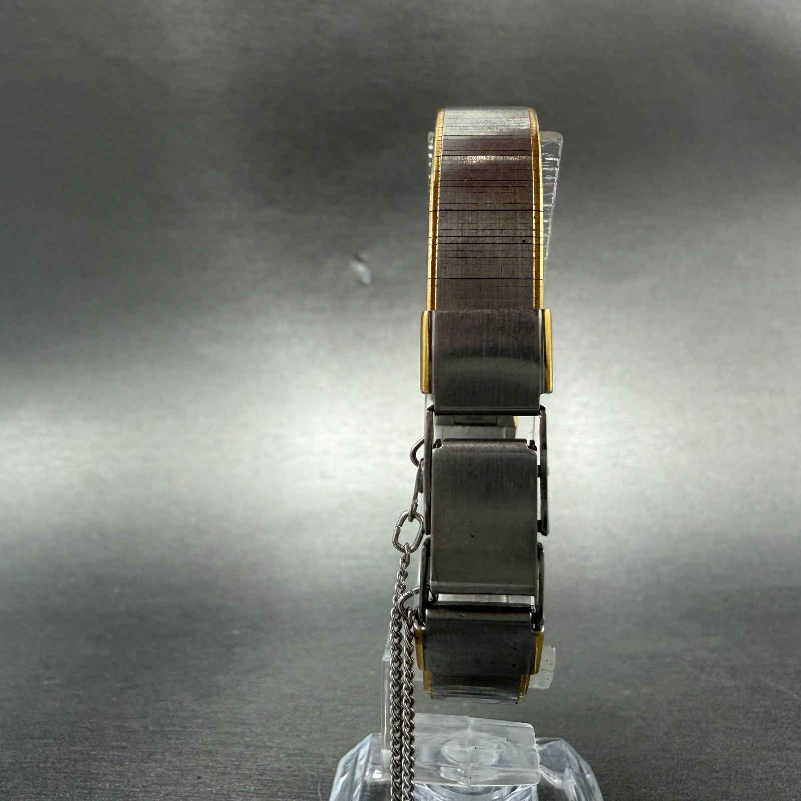 Seiko Tank Watch Women 13mm Black Dial Two Tone Rectangle 1E20-5779 New Battery7