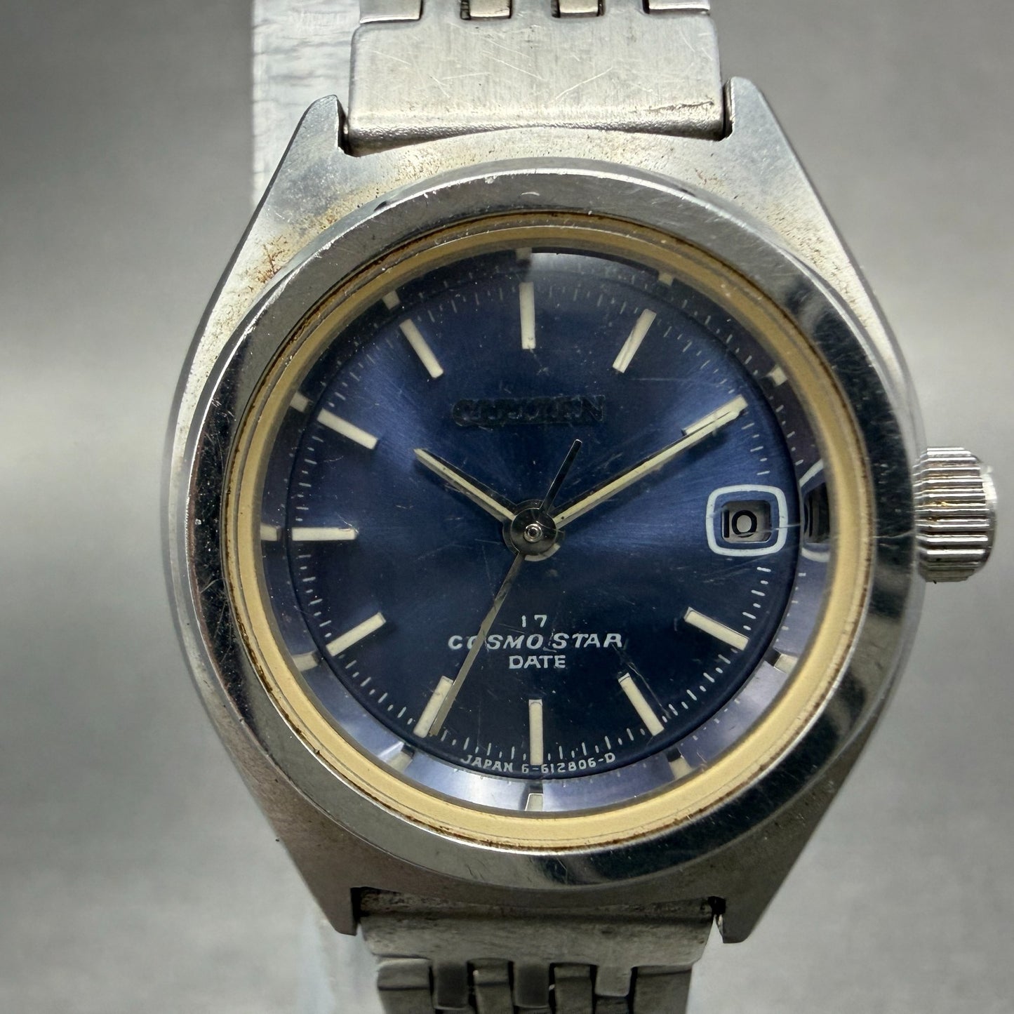 Citizen Cosmo Star Watch Women 25mm Blue Dial Silver Tone date 4-610695 PARTS2