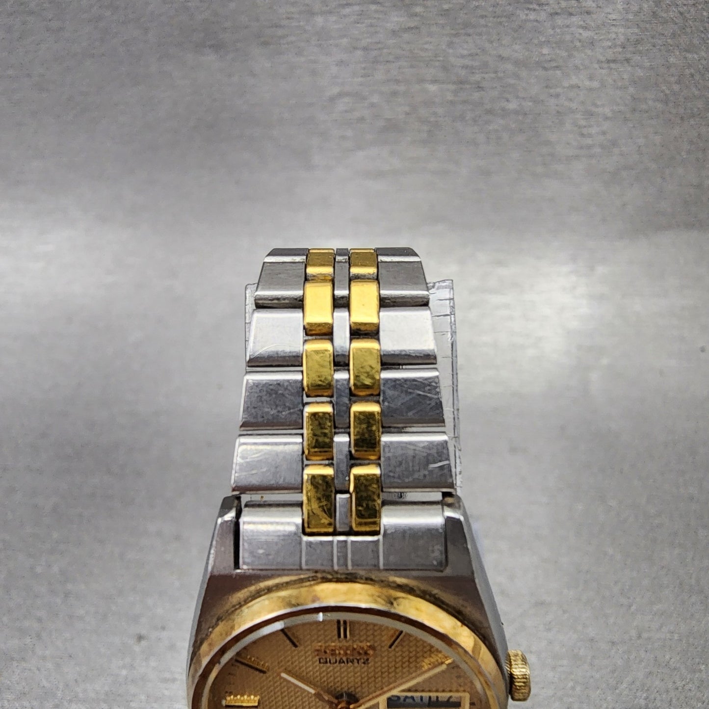 Seiko SQ Watch Women 23mm Champagne Dial Two Tone Dyadate 2a230029 New Batt ABC4